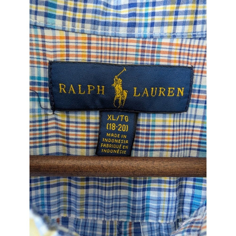 Ralph Lauren Button Down Shirt Women Sz XL Preppy Plaid Cotton Long Sleeve Pony - Picture 4 of 9